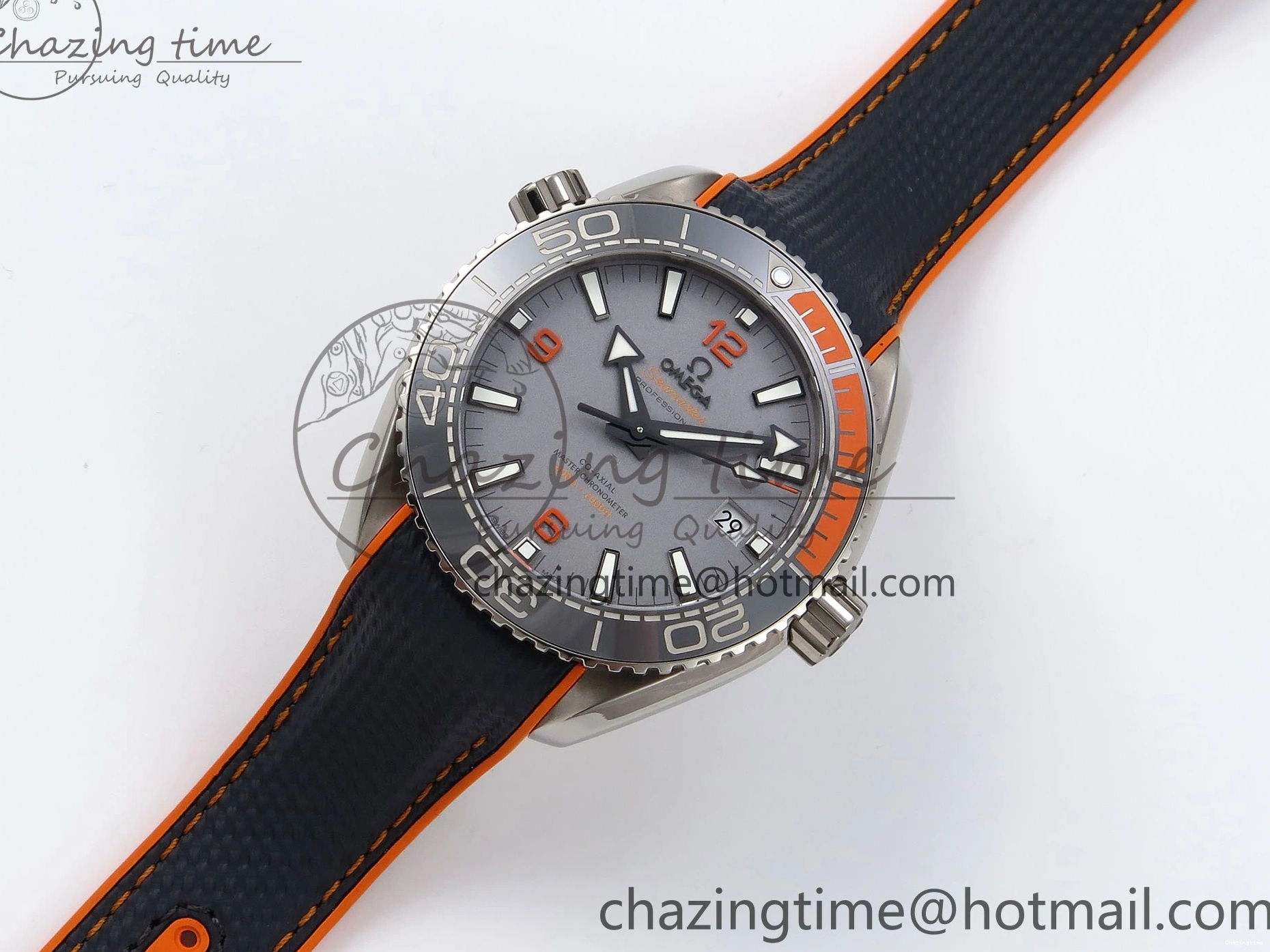 0311 Comfortable Planet Ocean 43.5mm SS VSF 1:1 Best Edition Black Orange Bezel Gray Dial on Nylon Strap A8900 Super Clone V 7730